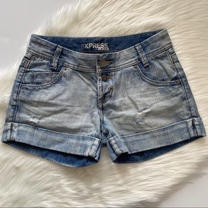 Blue Jean Shorts with Cuff by Express Size 2